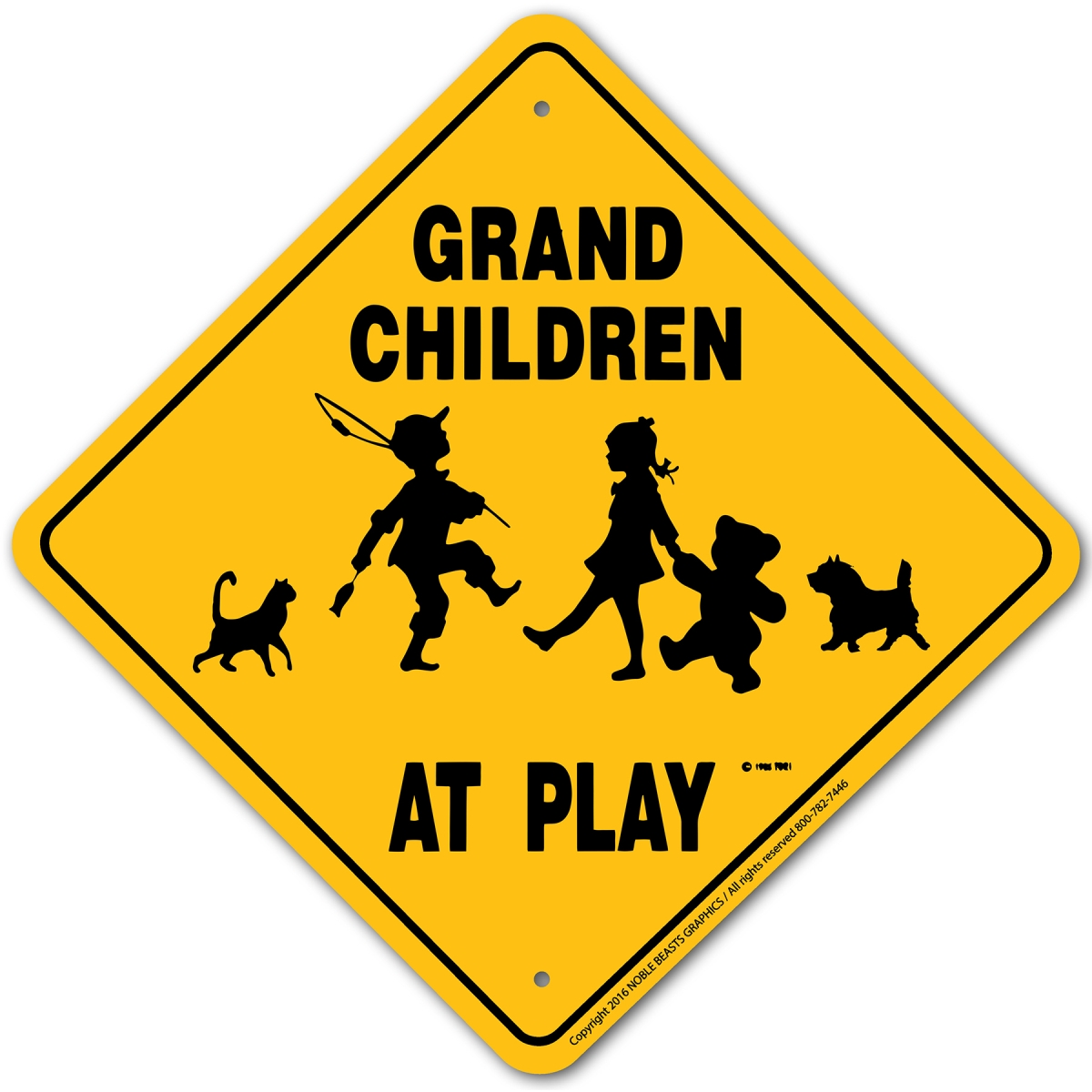 Picture of Noble Beasts Graphics 21702 Grandchildren At Play Xing Sign Aluminum 12 in X 12 in 2