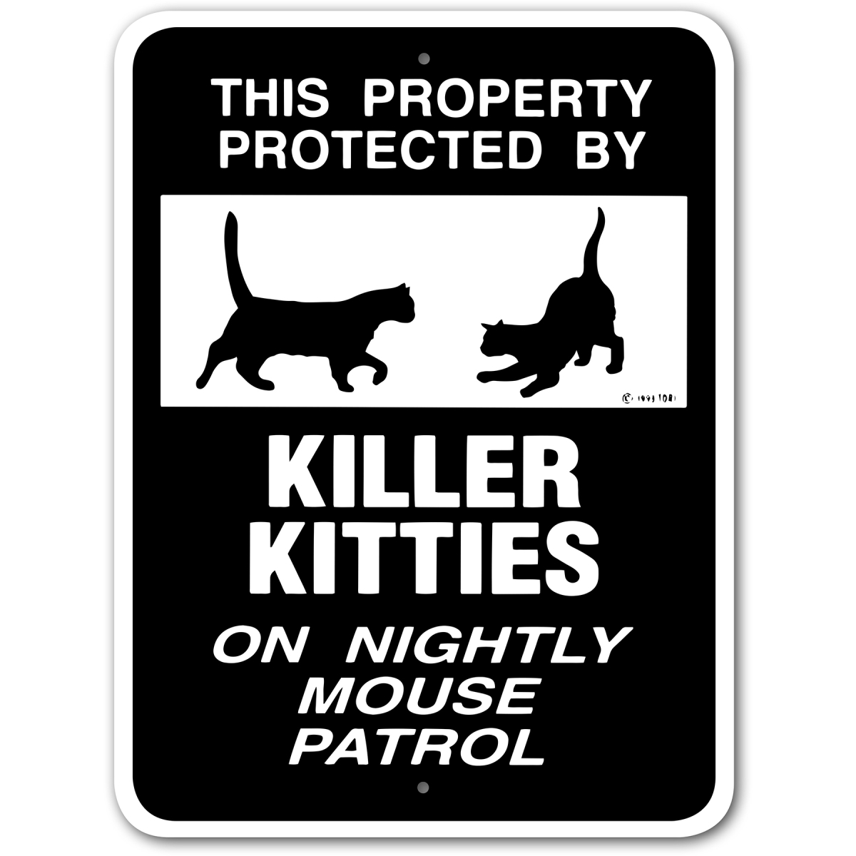 Picture of Noble Beasts Graphics 3245309 This Property Protected By Killer Kitties On Nightly Mouse Patrol Sign Aluminum 9 in X 12 in 309