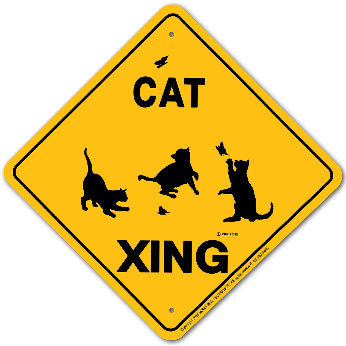 20402 Cat Xing Sign Aluminum 12 in X 12 in 2