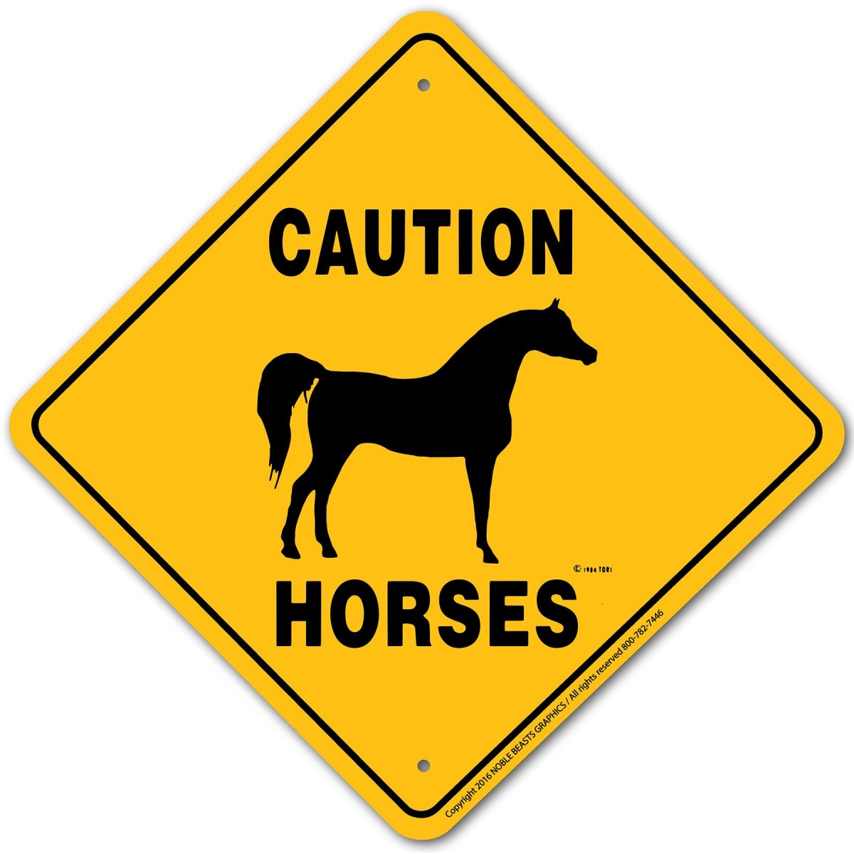 Picture of Noble Beasts Graphics 21306 Horses (Arab) Caution Xing Sign Aluminum 12 in X 12 in 6