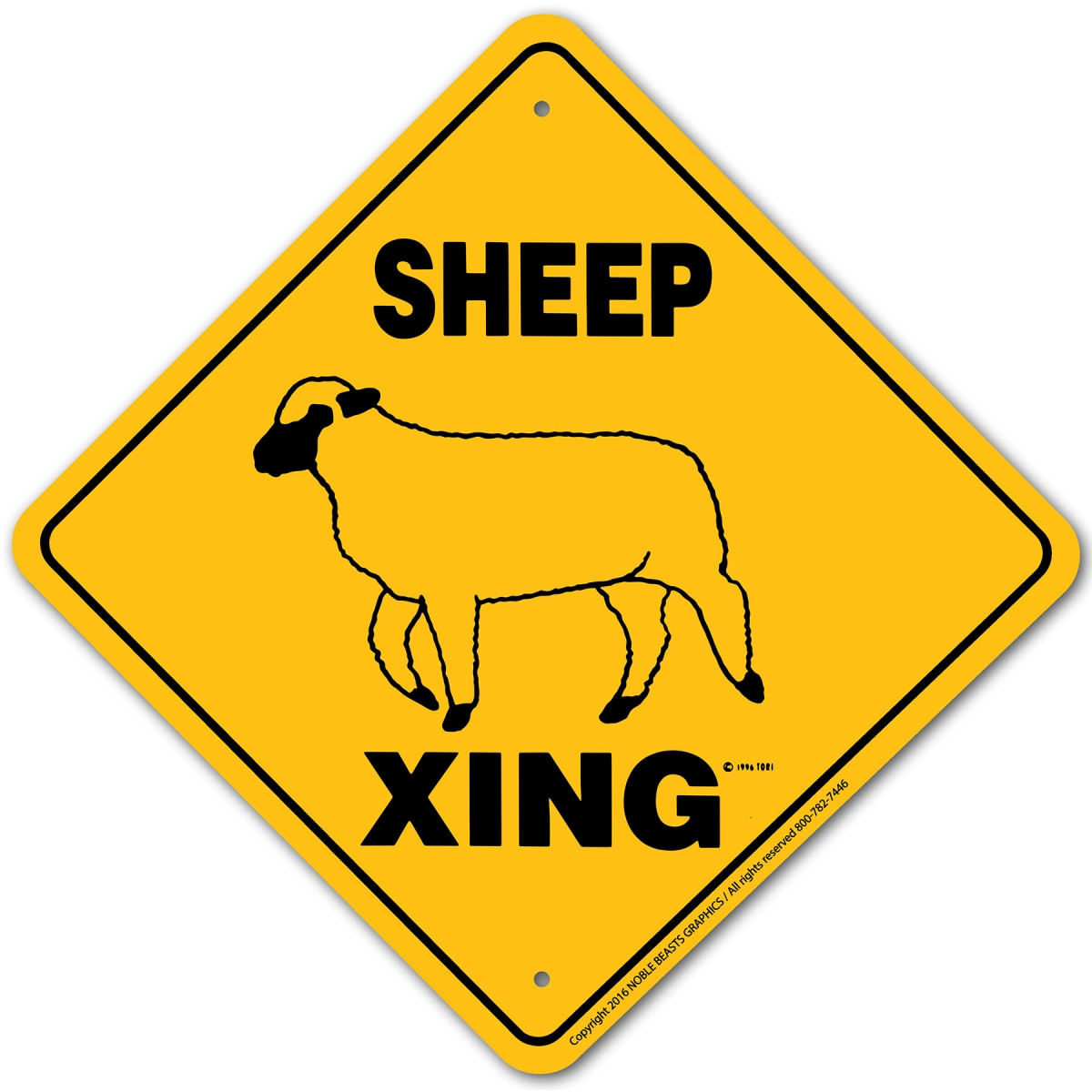 20762 Sheep (Generic Black Face) Xing Sign Aluminum 12 in X 12 in 2