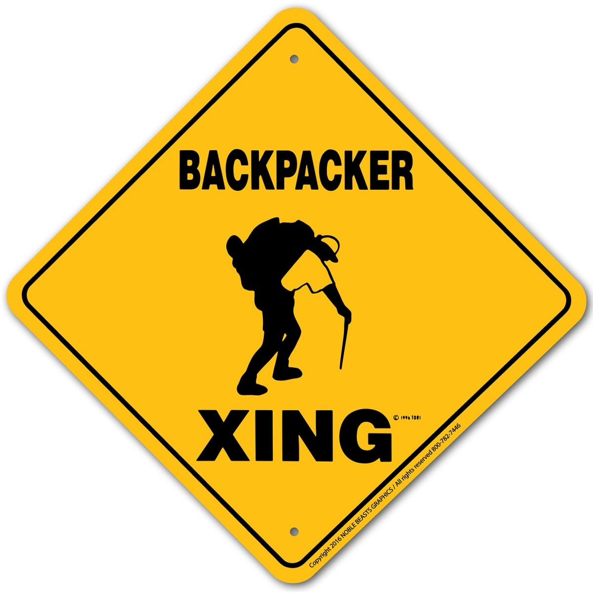 20935 Backpacker Xing Sign Aluminum 12 in X 12 in 5