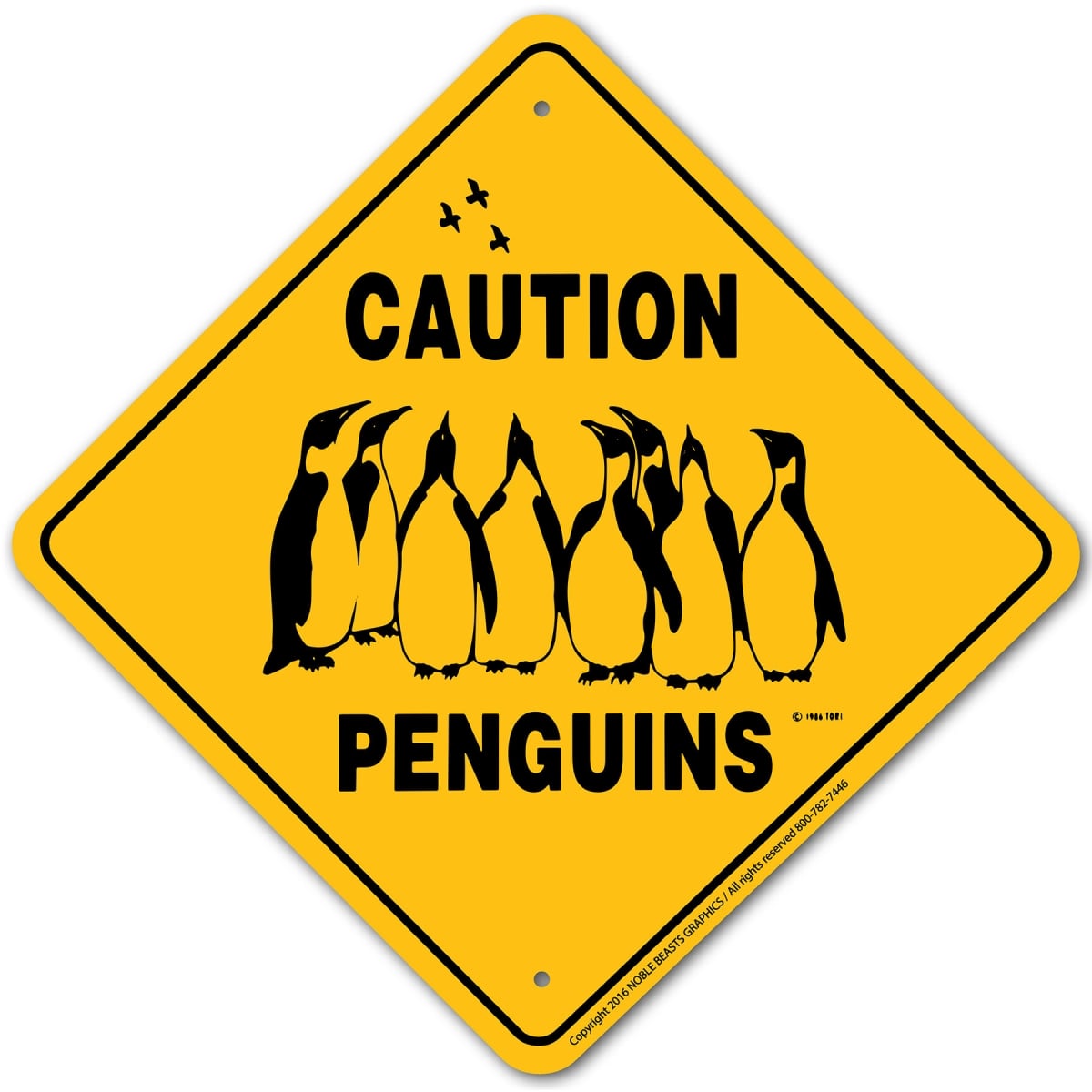 20406 Penguins Caution Sign Aluminum 12 in X 12 in 6