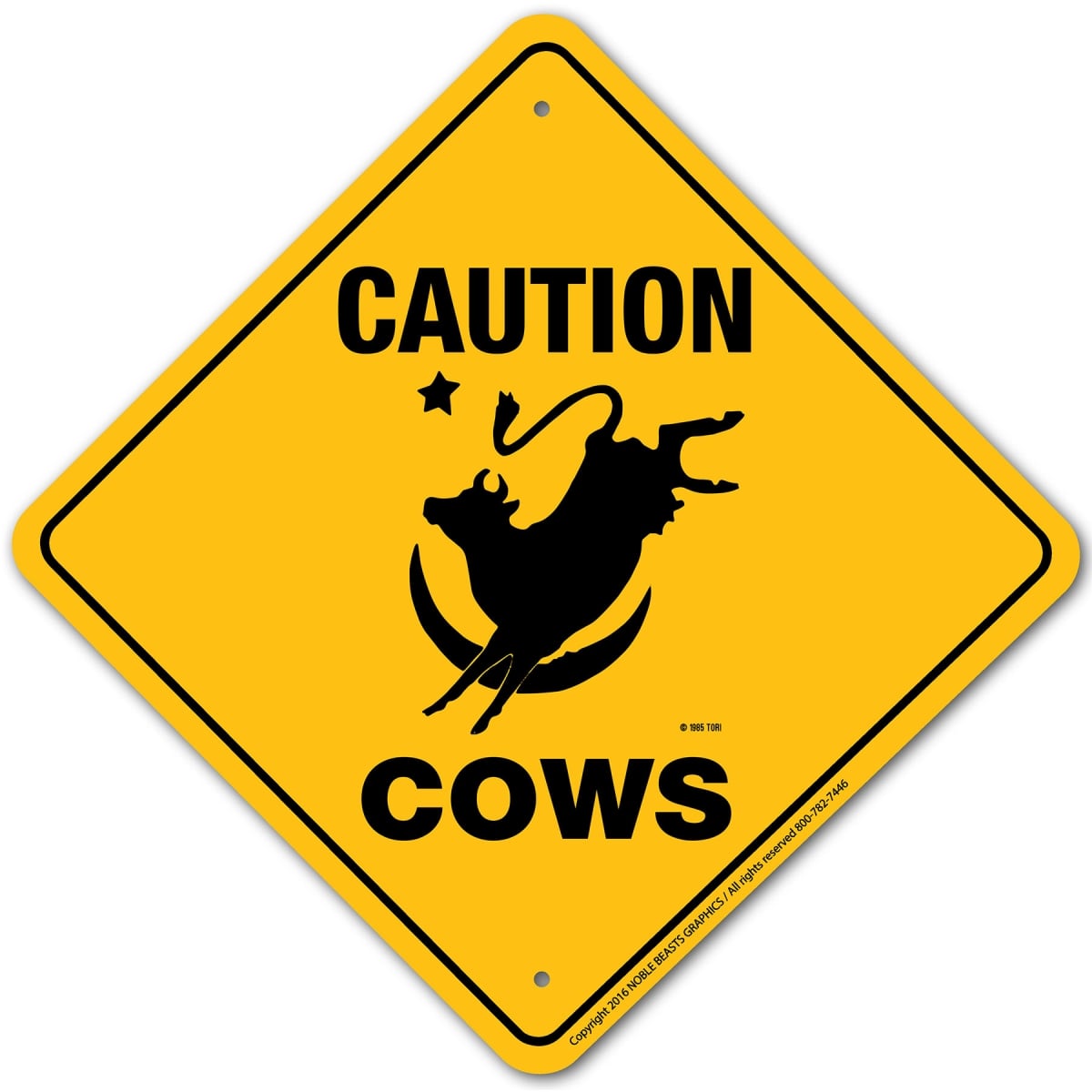 20368 Cows (Moon) Caution Sign Aluminum 12 in X 12 in 8