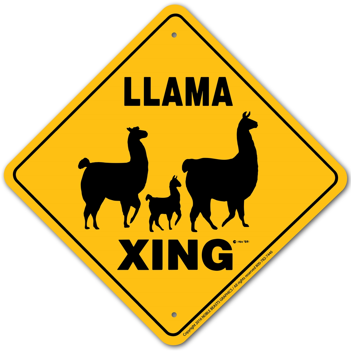 Picture of Noble Beasts Graphics 20994 Llama (  Fluffy) Xing Sign Aluminum 12 in X 12 in 4