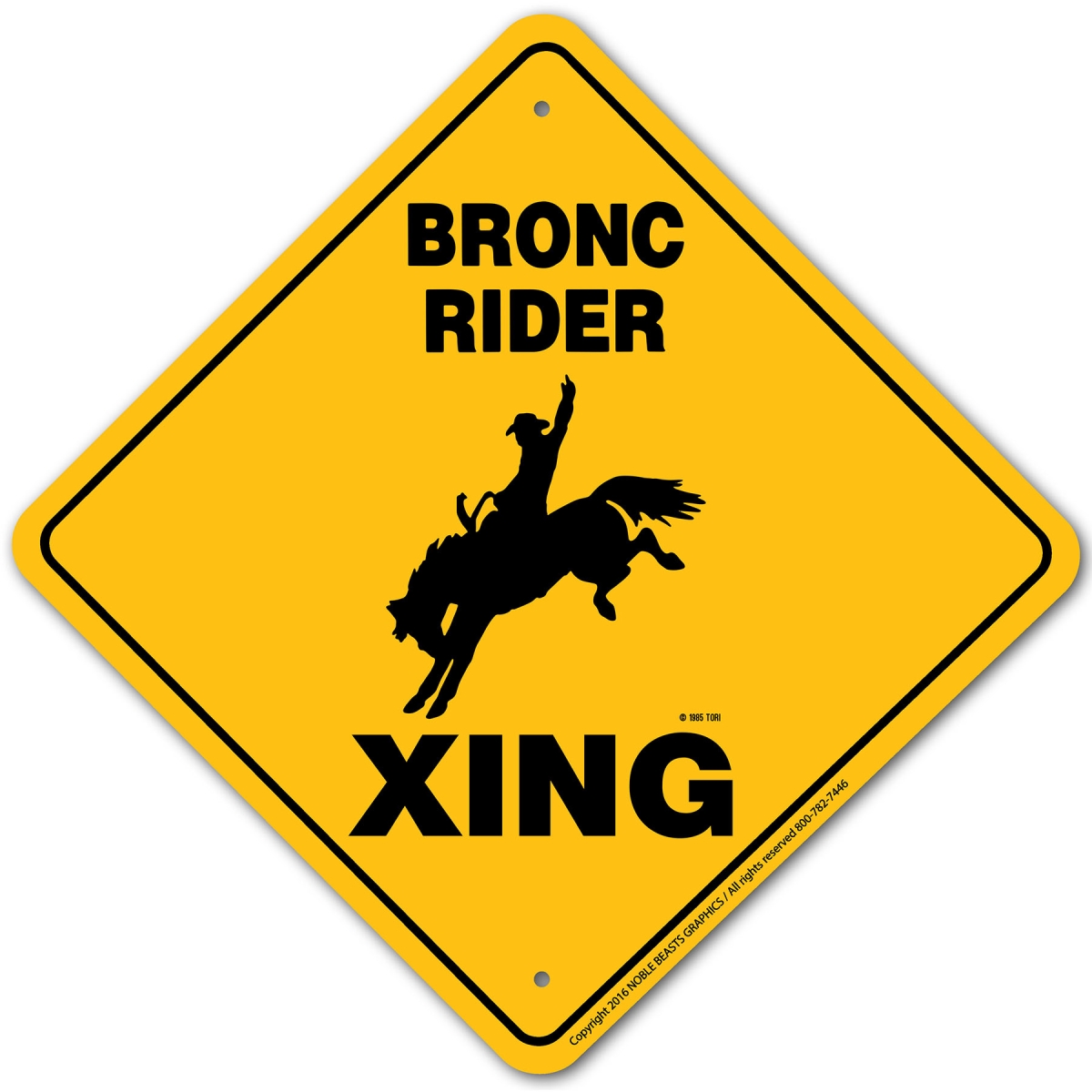 Picture of Noble Beasts Graphics 20997 Bronc Rider (Bareback) Xing Sign Aluminum 12 in X 12 in 7