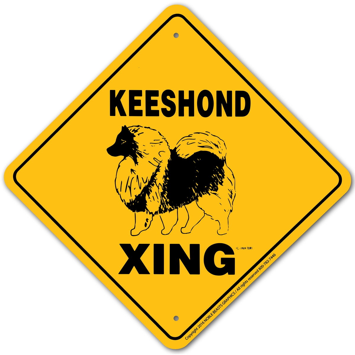 20558 Keeshond Xing Sign Aluminum 12 in X 12 in 8