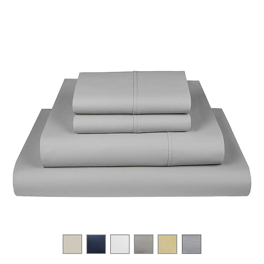 Picture of Fisher West New York 810018901851 King Size TC Cotton Bed Sheets Fits 17 in. Mattress&#44; Light Grey - 4 Piece
