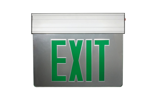 EXL2-10UNV-AL-MR-G-2 12.75 in. Edge Lit LED Emergency Exit Sign, Mirrored & Green