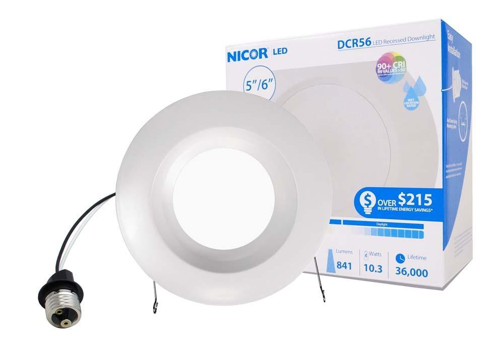 Picture of Nicor Lighting DCR561081204KWH 0.83 in. 901 Lumen White LED Recessed Downlight Retrofit Light Fixture - 4000K