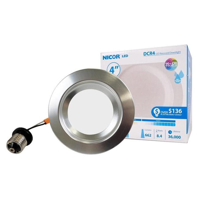 Picture of Nicor Lighting DCR41061202KNK 4 in. 2700K 60W Equivalent DCR4 Integrated LED Nickel Round Dimmable Recessed Downlight