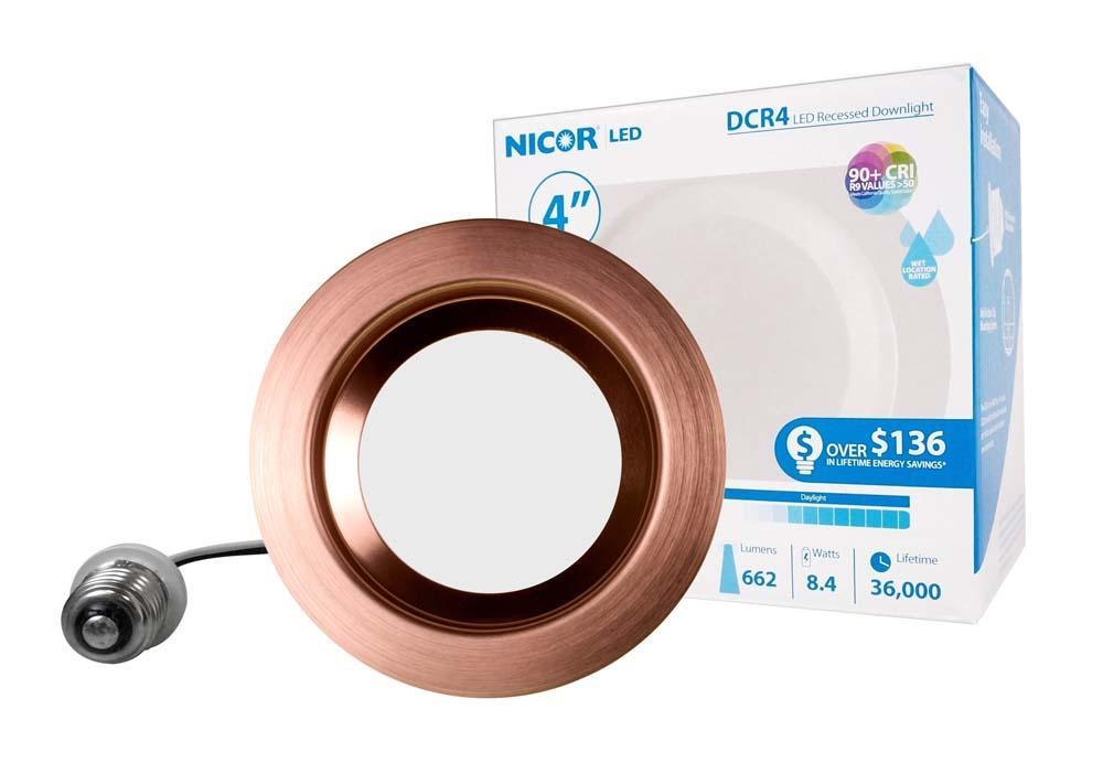 Picture of Nicor Lighting DCR41061203KAC 4 in. 663 Lumen Aged Copper LED Recessed Downlight Retrofit Light Fixture - 3000k