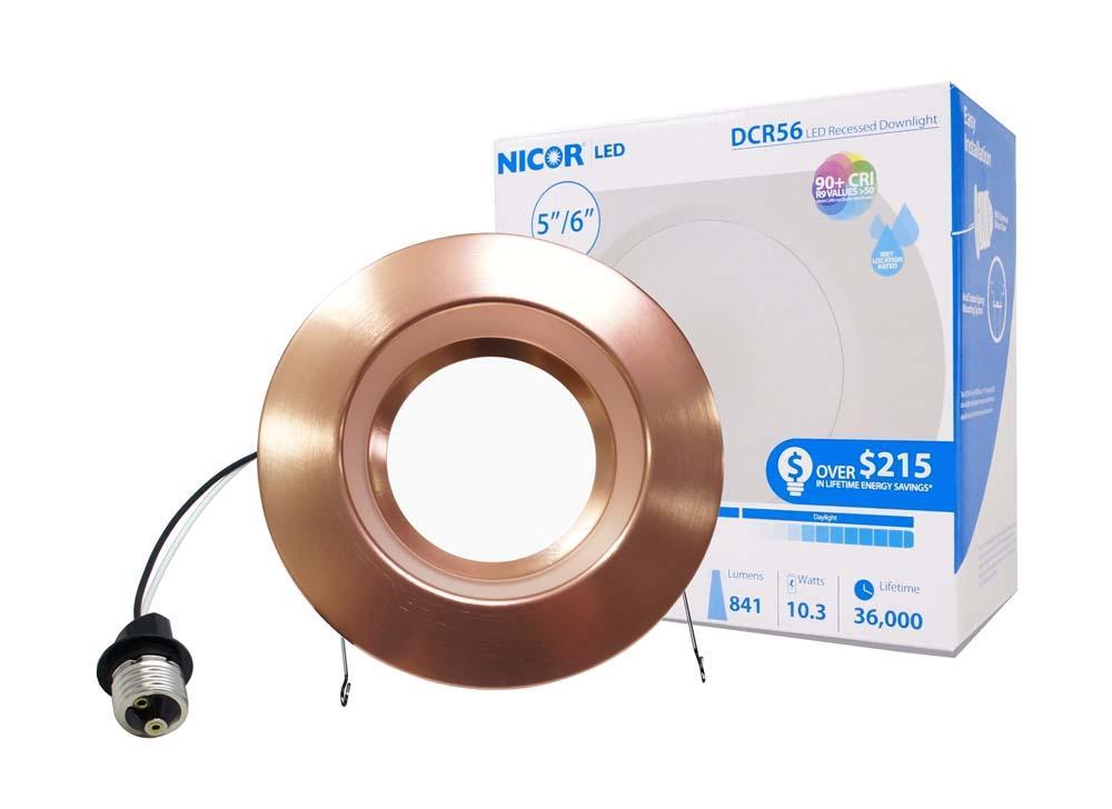 Picture of Nicor Lighting DCR561081202KAC 0.83 in. 853 Lumen Aged Copper LED Recessed Downlight Retrofit Light Fixture in 2700K