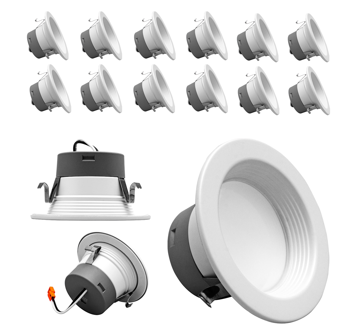 Picture of NICOR Lighting DLR4607120SWHBF-12PK DLR4(v6) 4-inch White Selectable Recessed LED Downlight with Baffle (12 Pack)