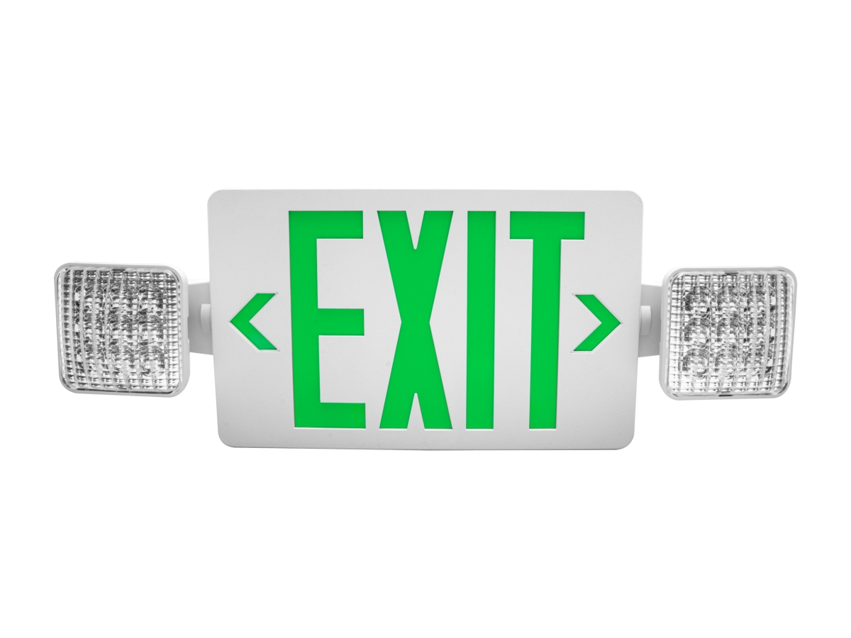 Picture of NICOR Lighting ECL310UNVWHG2RSD ECL3 Self-Diagnostic LED Emergency Exit Sign Combo, Remote Capable, Green Lettering