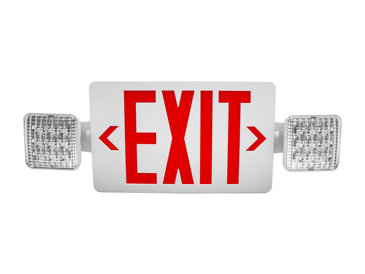 Picture of NICOR Lighting ECL310UNVWHR2RSD ECL3 Self-Diagnostic LED Emergency Exit Sign Combo, Remote Capable, Red Lettering