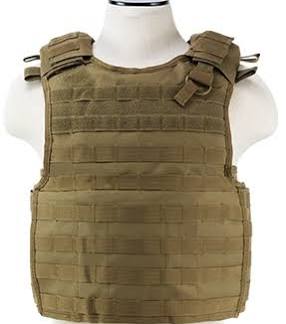 Quick Release Plate Carrier Vest - Tan - Medium & 2XL - Adjustable Fit