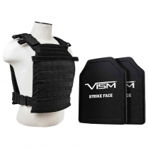 BPCVPCF2995B-A 10 in. x 12 ft.VISM Fast Plate Carrier with Level III Plus PE Shooter Fits Cut 2X Hard Ballistic Plates, Black