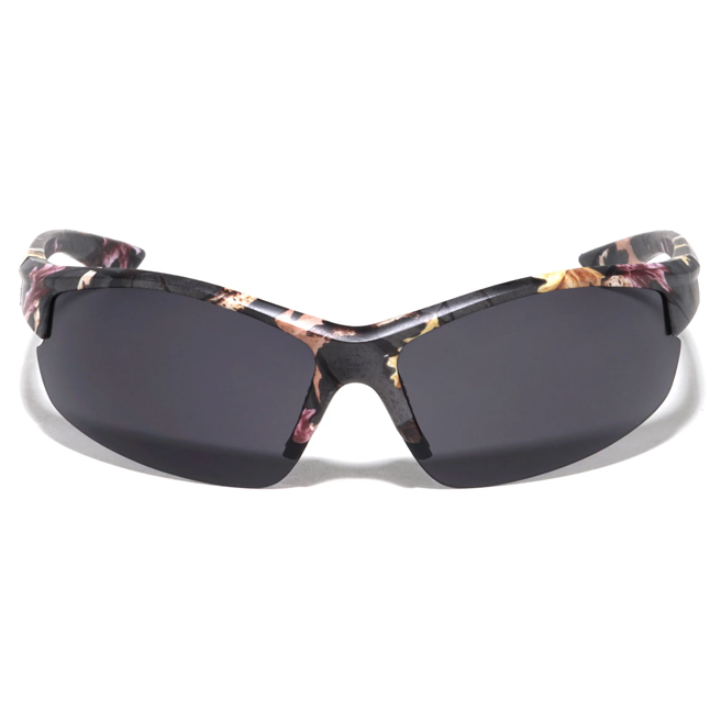 72 mm Camouflage Semi Rimless Sport Sunglasses, Camo