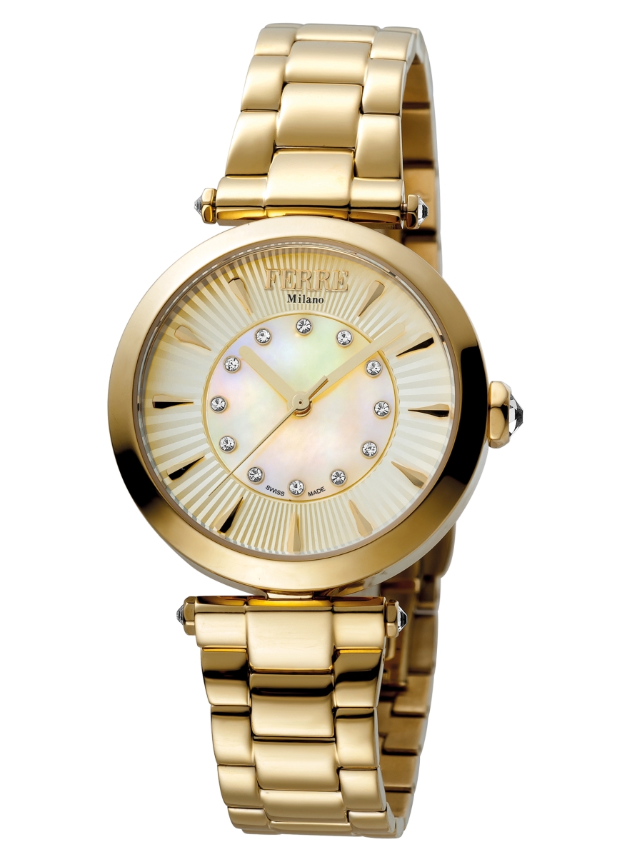 Picture of Ferre Milano FM1L075M0021 Womens Swiss Made Quartz Gold Bracelet Watch with Gold Dial