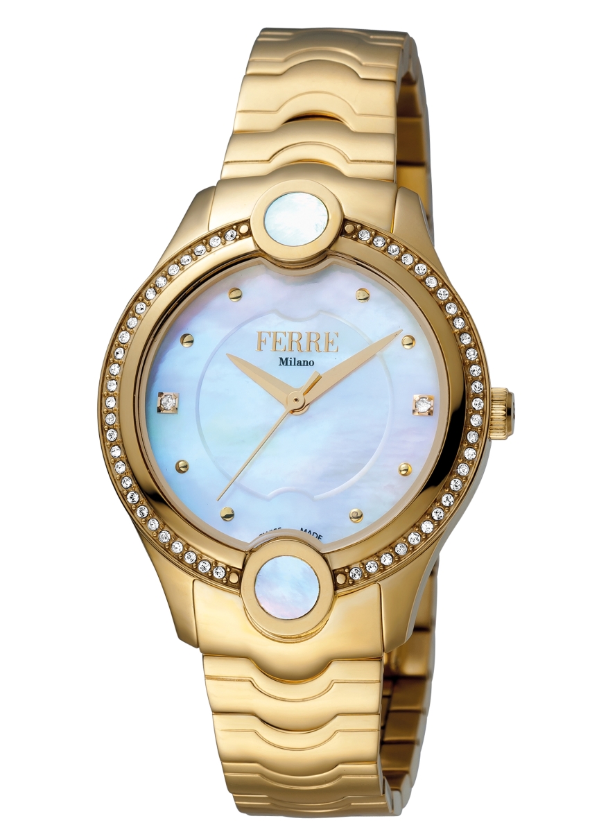Picture of Ferre Milano FM1L082M0021 Womens Swiss Made Quartz Gold Bracelet Watch with Silver Dial