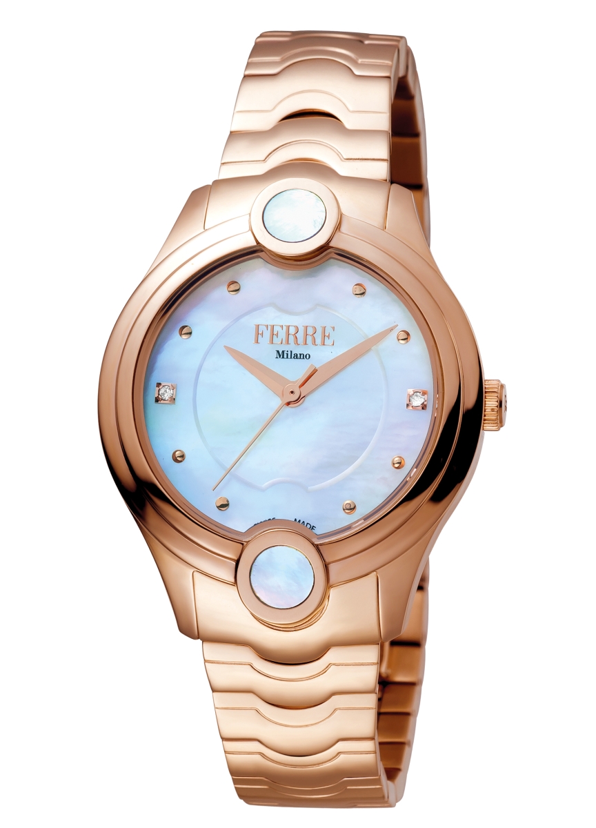 Picture of Ferre Milano FM1L083M0051 Womens Swiss Made Quartz Rose Gold Bracelet Watch with White Mother of Pearl Dial