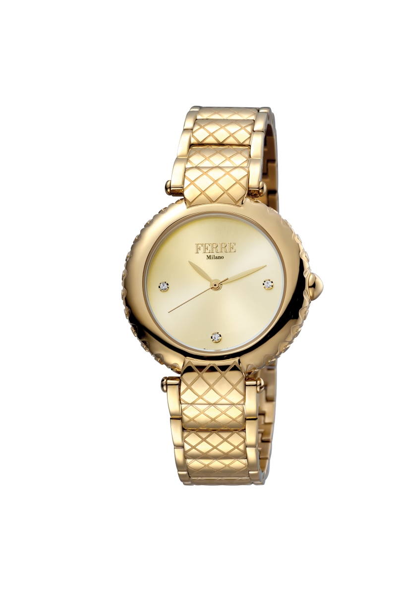 Picture of Ferre Milano FM1L099M0061 Womens Swiss Made Quartz Gold Bracelet Watch with Gold Dial
