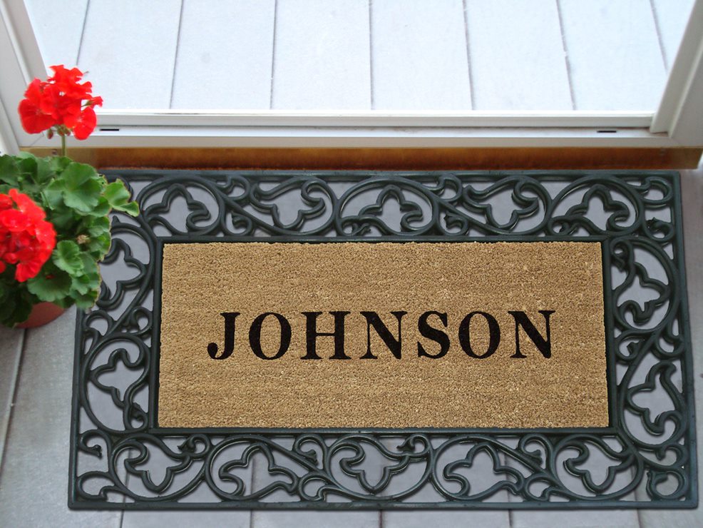 18015 22 x 36 in. Acanthus Rubber Coir Doormat - Personalized