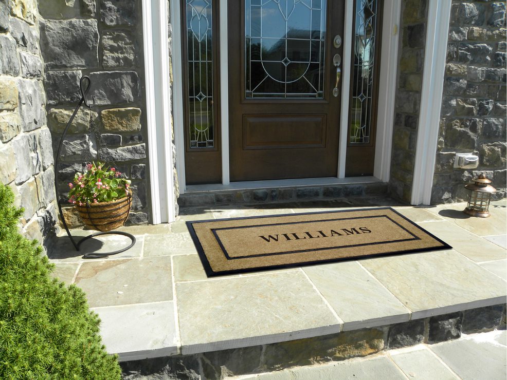 24 x 57 in. Single Picture Frame Black Coir with Rubber Frame Doormat - Personalized