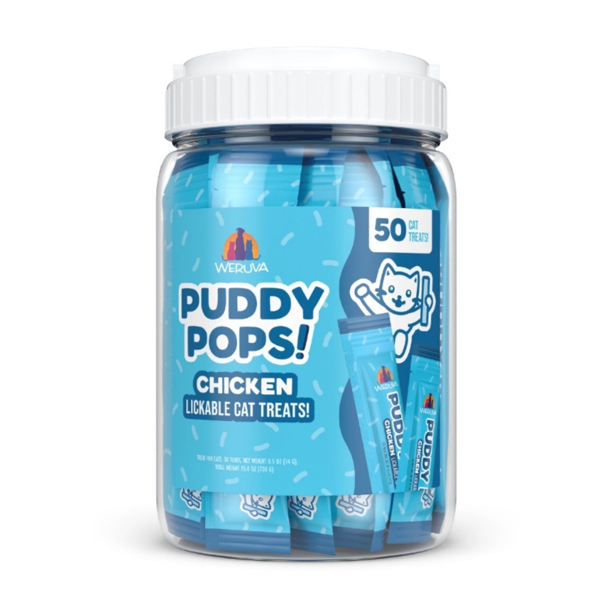 810028248991 0.5 oz Puddy Pops Chicken Lickable Cat Treats - 50 Count
