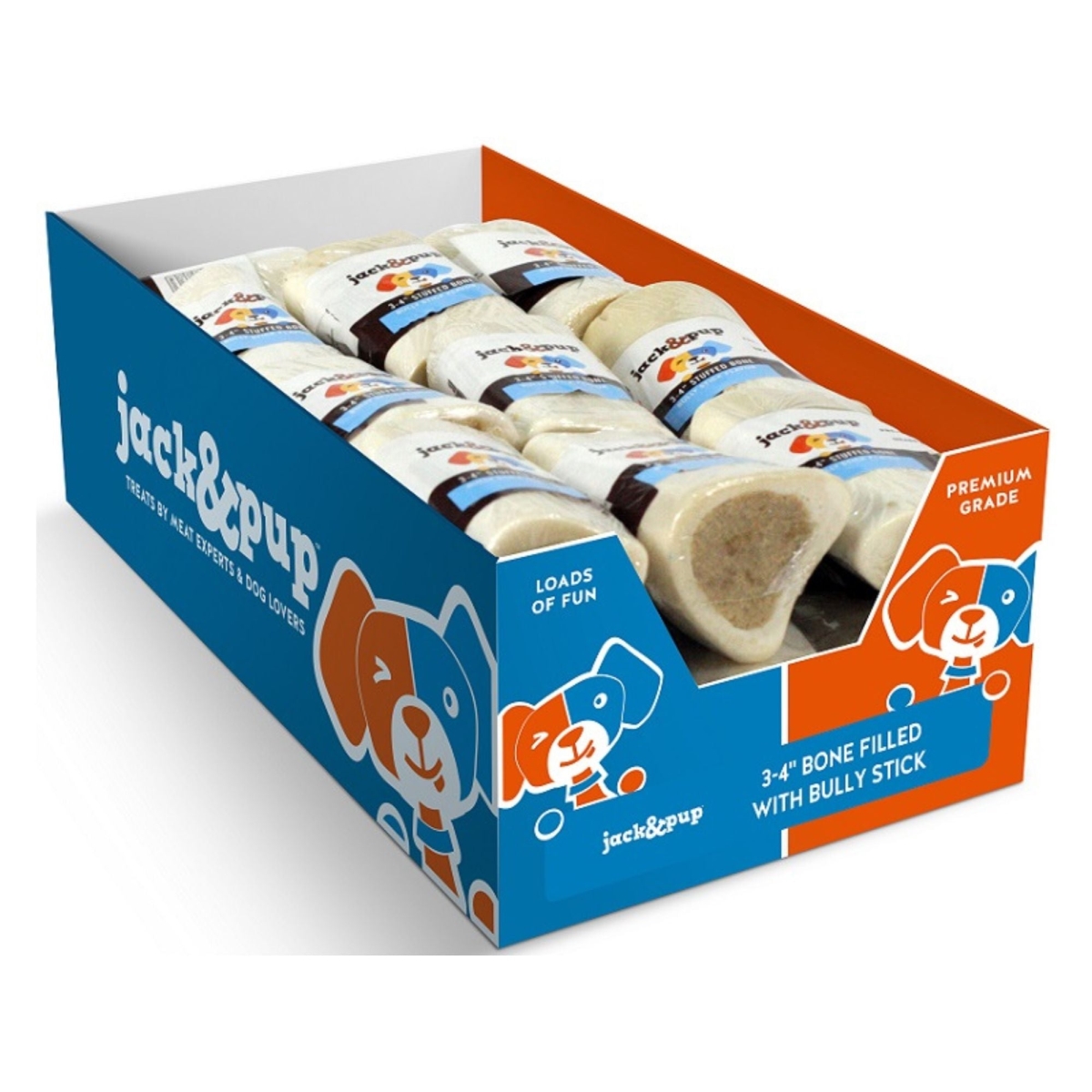 850004349403 3-4 in. Filled Bone Bully Dog Treat Display Box - 18 Count