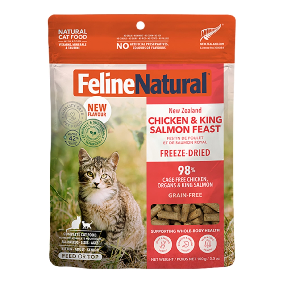 9421036372465 3.5 oz Freeze-Dried Grain Free   Zealand Chicken & King Salmon Feast Cat Food