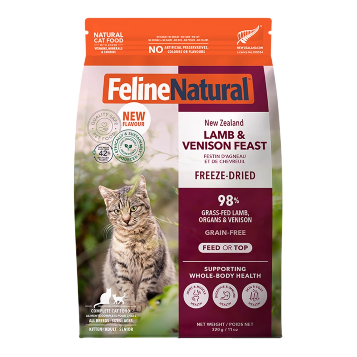 9421036372434 11 oz Freeze-Dried Grain Free   Zealand Lamb & Venison Feast Cat Food