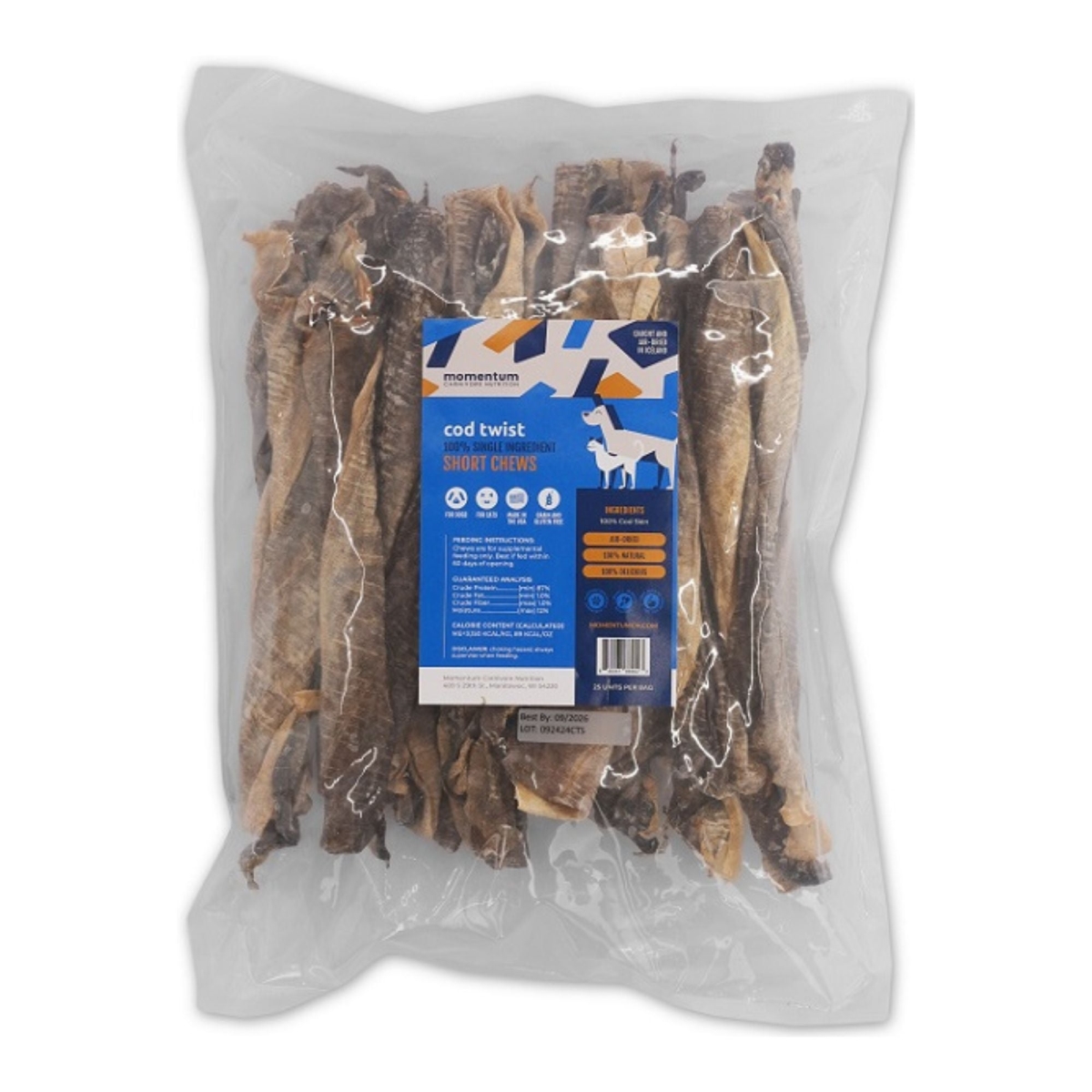 850067869023 Nutrition Short Cod Twist Bulk Chew Dog Treat - 25 Count
