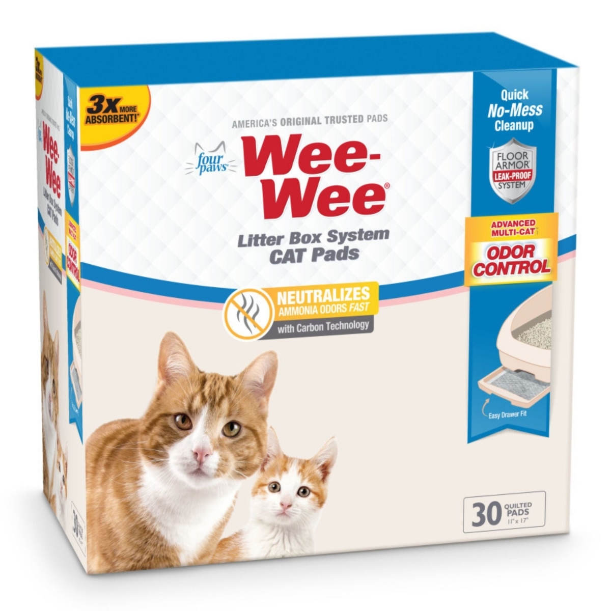 Four Paws 45663976873 Wee-Wee Cat Litter Box System Pads, 11 x 17 in. - 30 Count