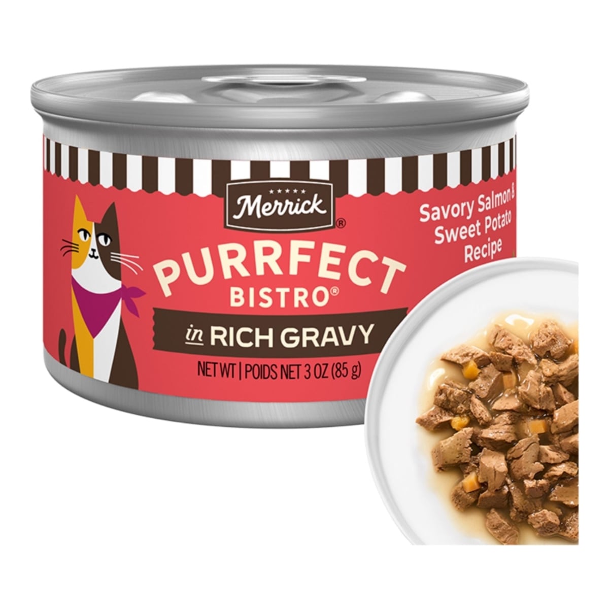 22808000761 Cat Purrfect Bistro Delicious Premium High Protein Savory Salmon & Sweet Potato Recipe in Gravy, 3 oz - Case of 24