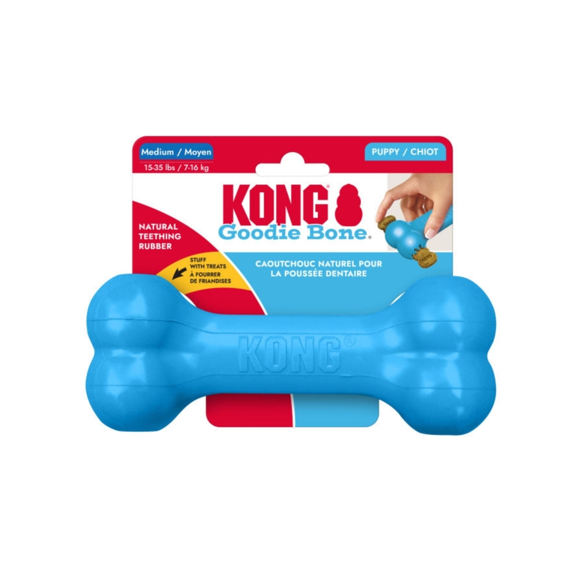 35585357362 Goodie Bone Puppy Toy, Blue - Medium