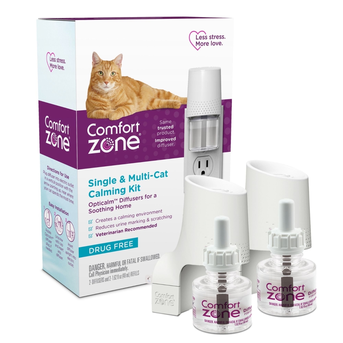 39079004411 Single & Multi-Cat Calming Kit for a Soothing Home, White - 2 Diffusers & 2 Refills - 48 ml - Pack of 2