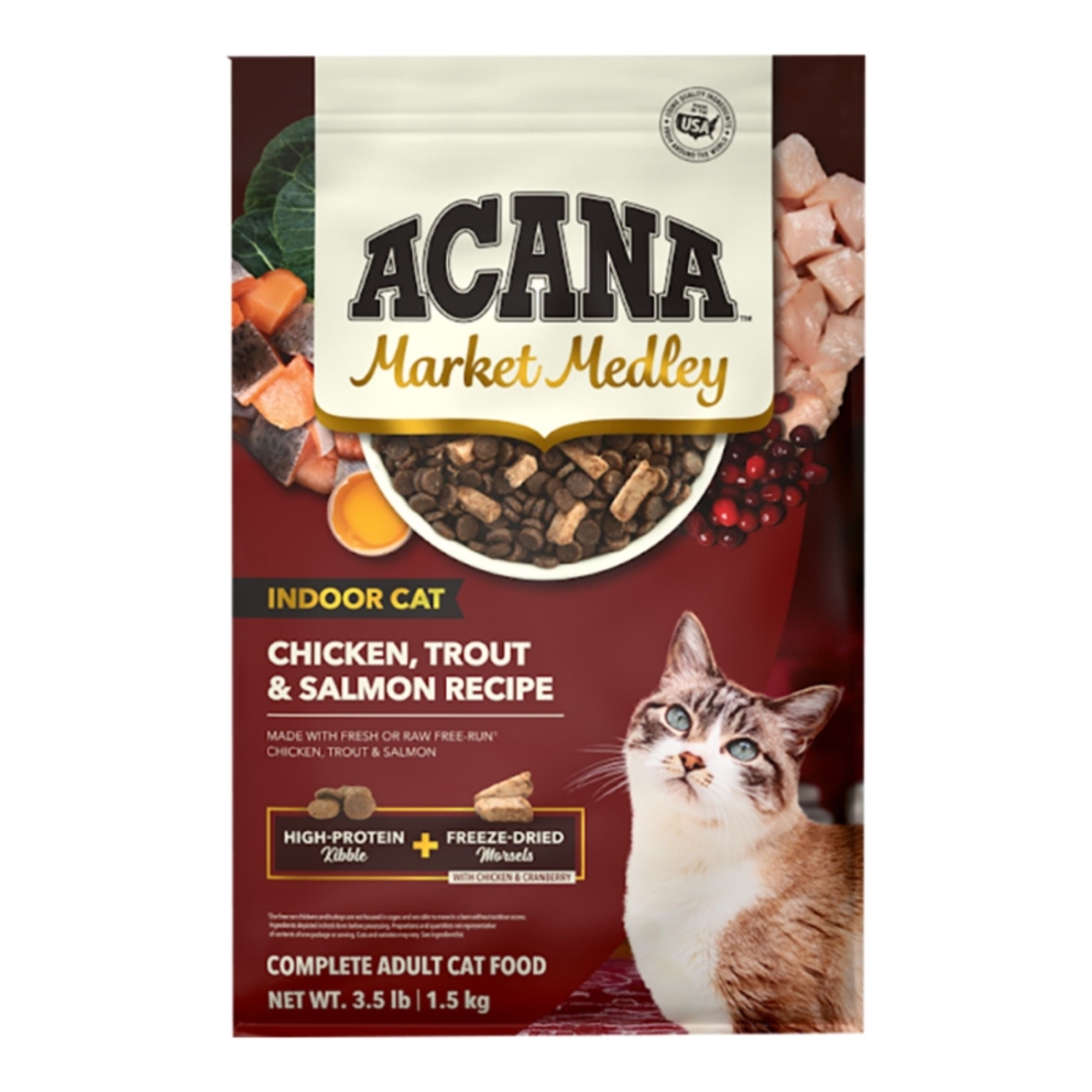 64992730031 Market Medley Grain Free Indoor Poultry & Fish with Freeze-Dried Chicken Morsels Dry Cat Food - 3.5 lbs