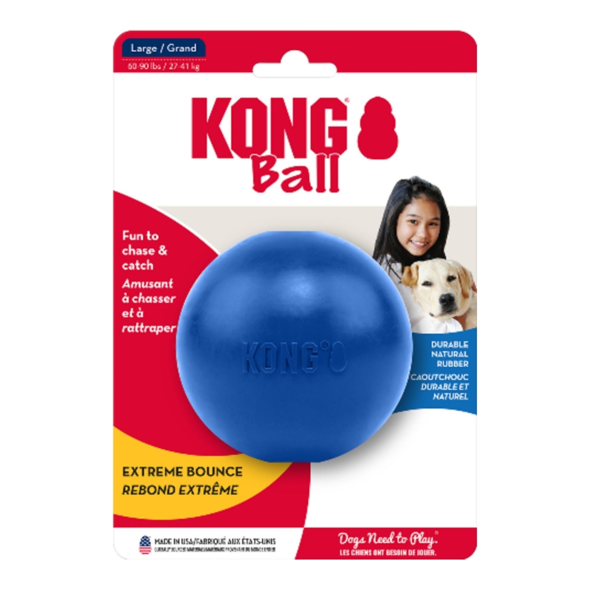 35585356914 Old Glory Ball with Hole Dog Toy, Large