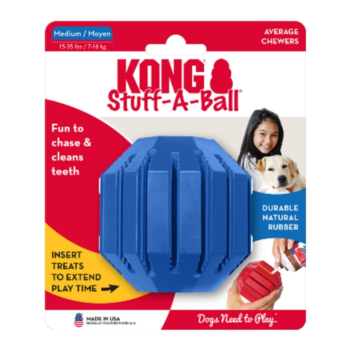 35585356990 Old Glory Stuff-A-Ball Dog Toy, Medium