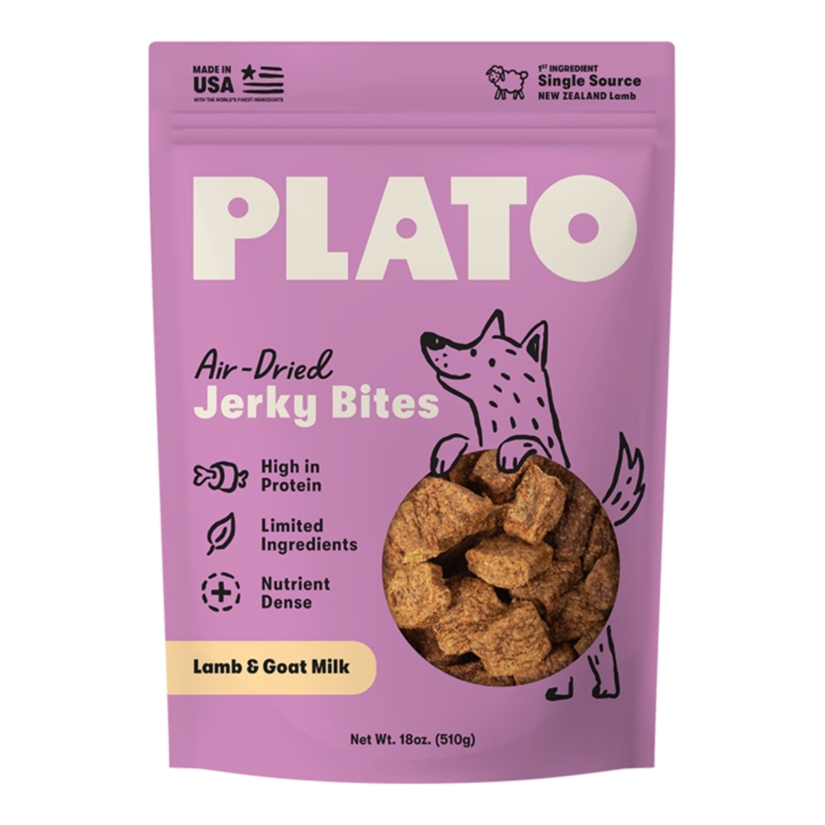 850054017949 18 oz Dog Jerky Bites, Lamb with Goat Milk