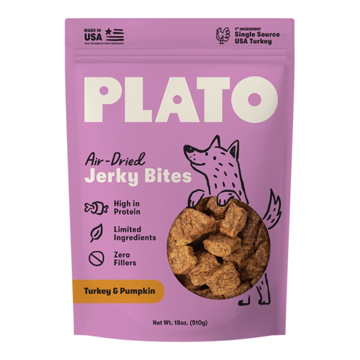 850054017963 18 oz Dog Jerky Bites, Turkey with Pumpkin