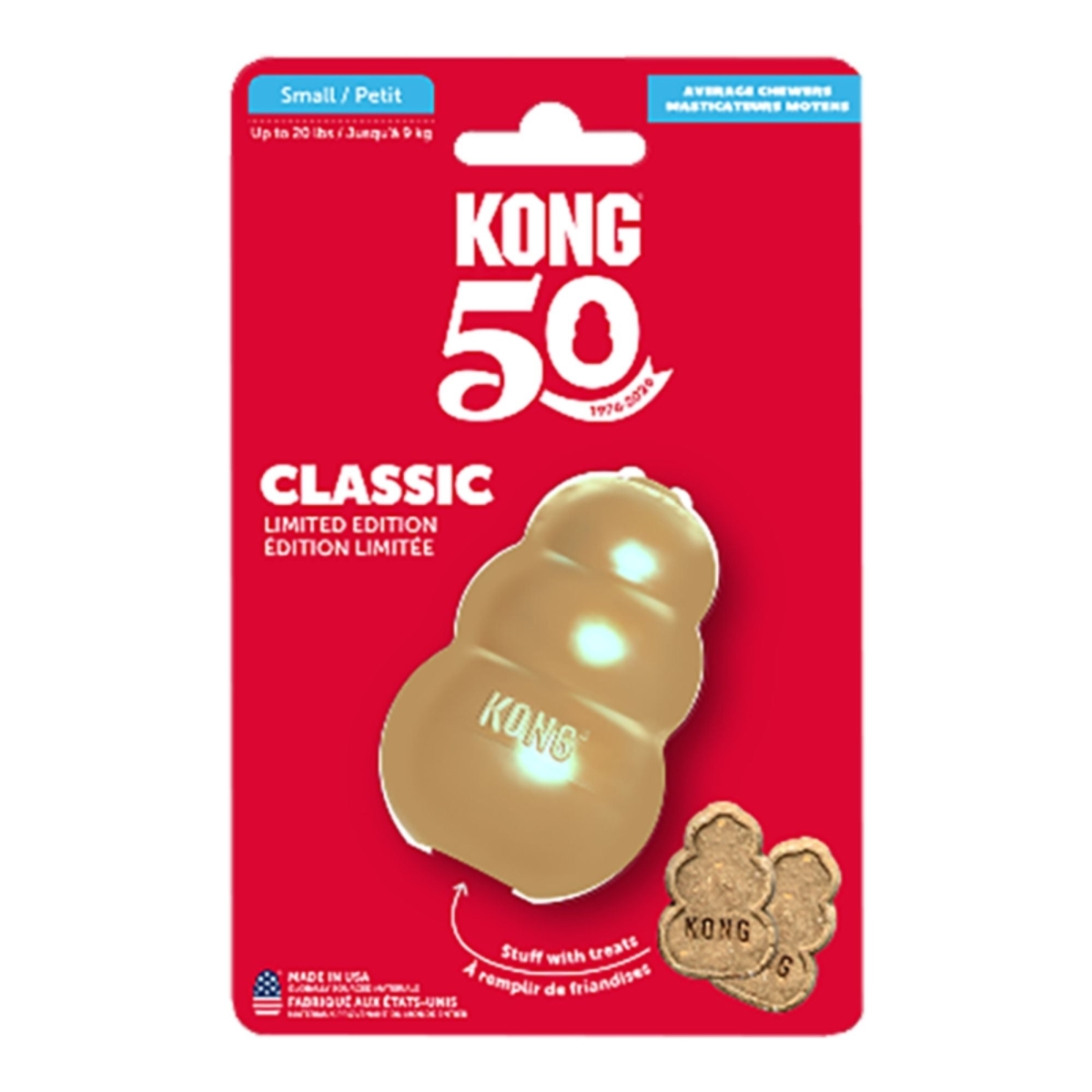 35585357416 Classic 50 Year Anniversary Dog Toy, Gold - Medium