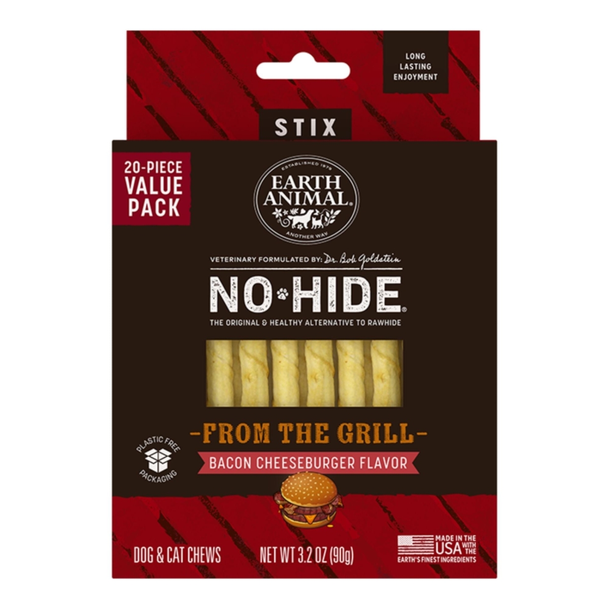 810132876141 No Hide from the Grill Bacon Cheeseburger Stix Dog Value Pack, Pack of 20