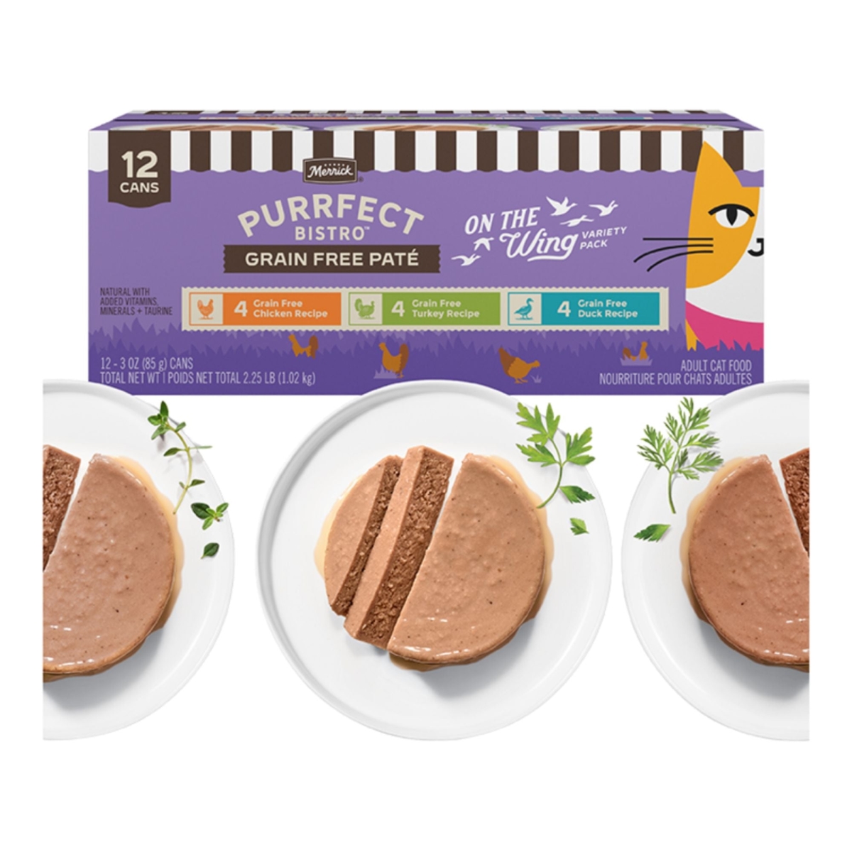 22808002000 3 oz Cat Purrfect Bistro on the Wing Variety Pack - Case of 24