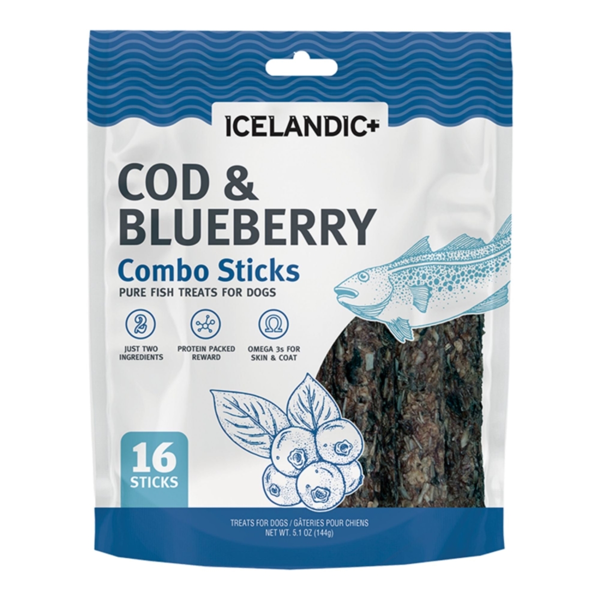 850063775939 Dog COD & Blueberry Combo Sticks Value Pack, 16 Count