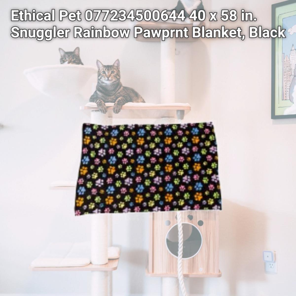 Picture of Ethical Pet 077234500644 40 x 58 in. Snuggler Rainbow Pawprnt Blanket, Black