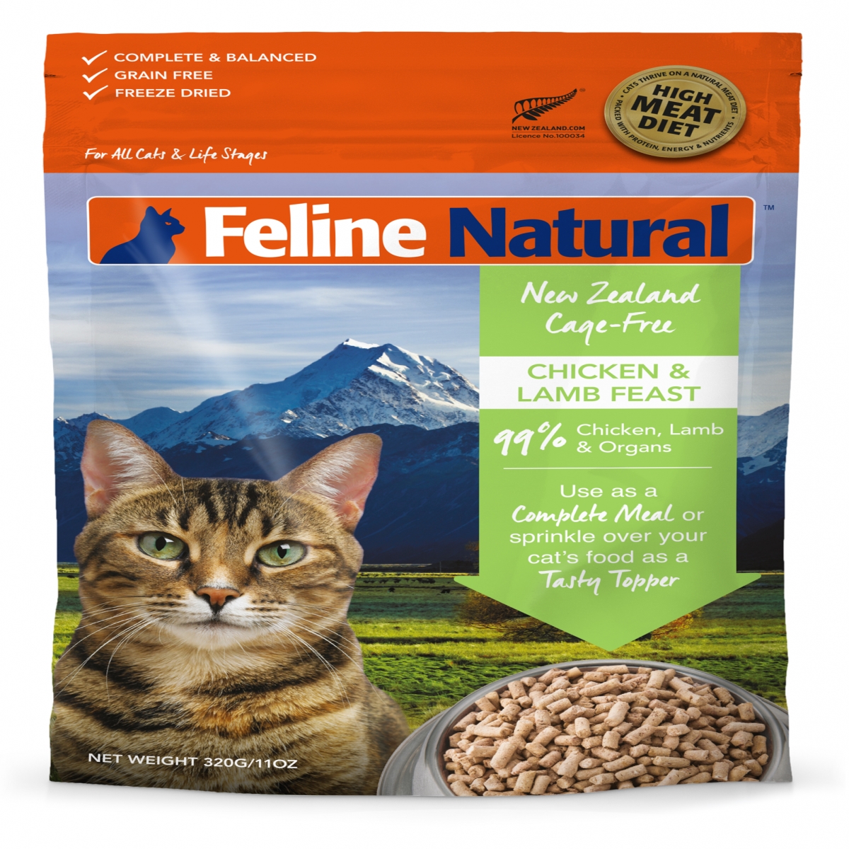 Picture of K9 Natural 9421900779512 11 oz Feline Freeze Dried Chicken Lamb for Cat