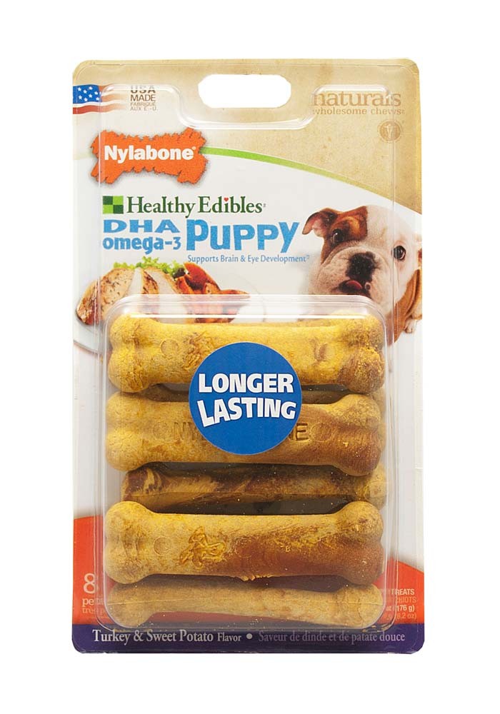 Picture of Nylabone 018214829256 Nylabone Healthy Edibles Puppy Longer Lasting Sweet Potato & Turkey Petite Dog Treats - 8 Count